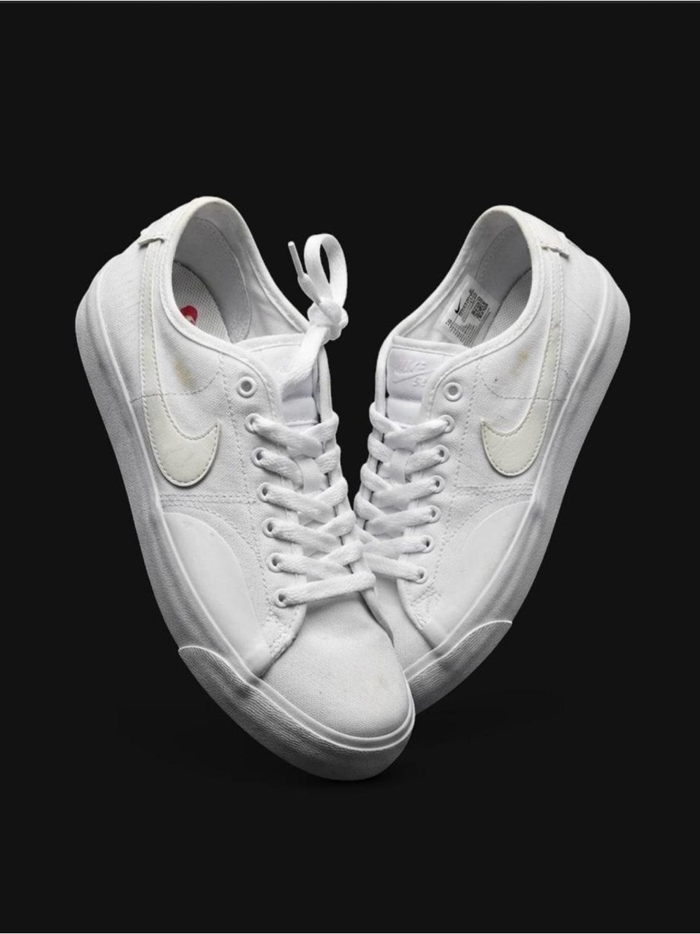 Nike SB Blazer Court "Triple White" Canvas Skate Shoes – Size 7.5